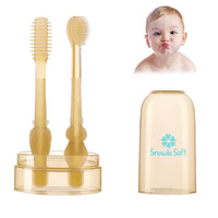 Baby silicone toothbrush and tongue cleaner set with storage case

