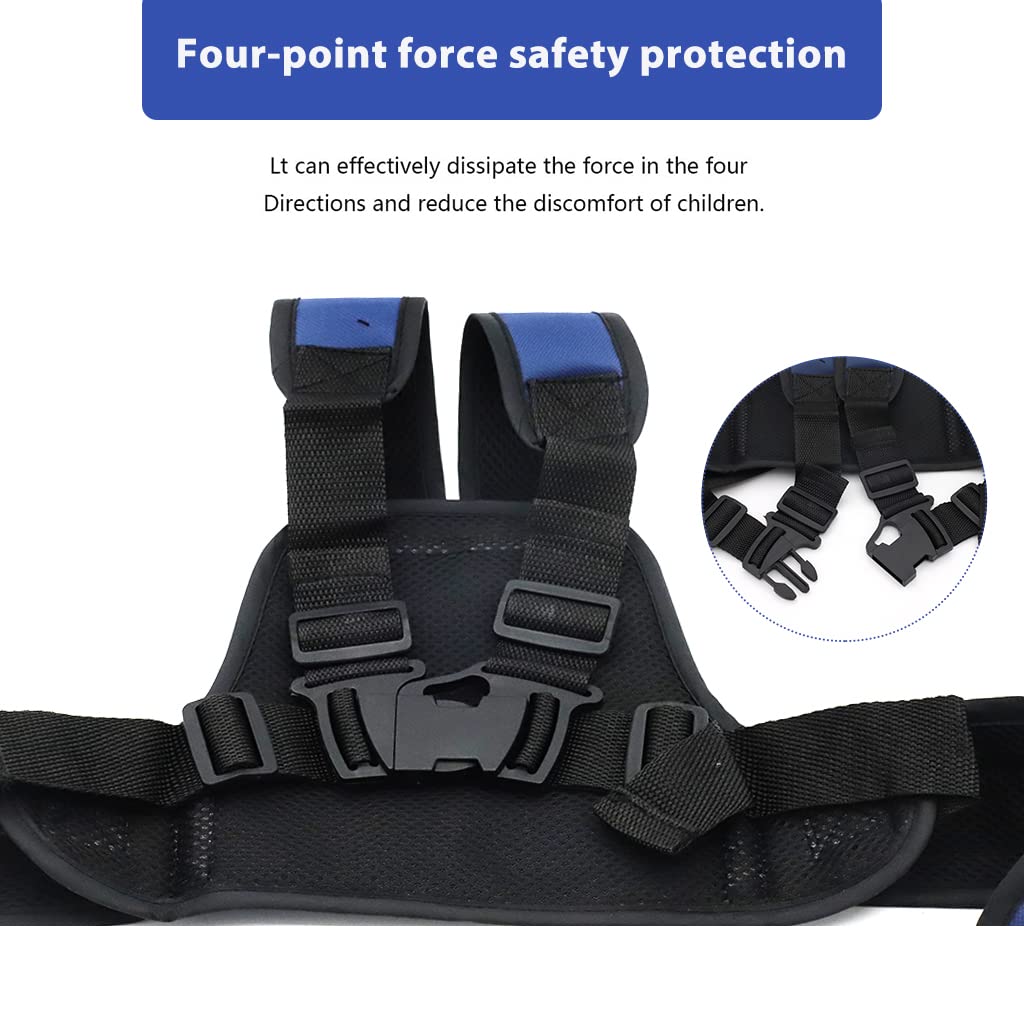 Four-point kids riding safety harness with quick release buckle
